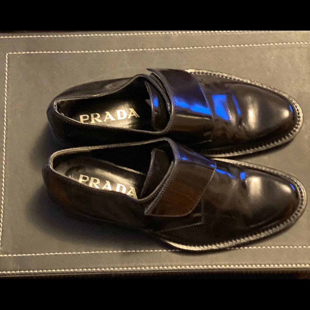 Prada Black Leather Slip-On Loafers - Picture 4 of 6